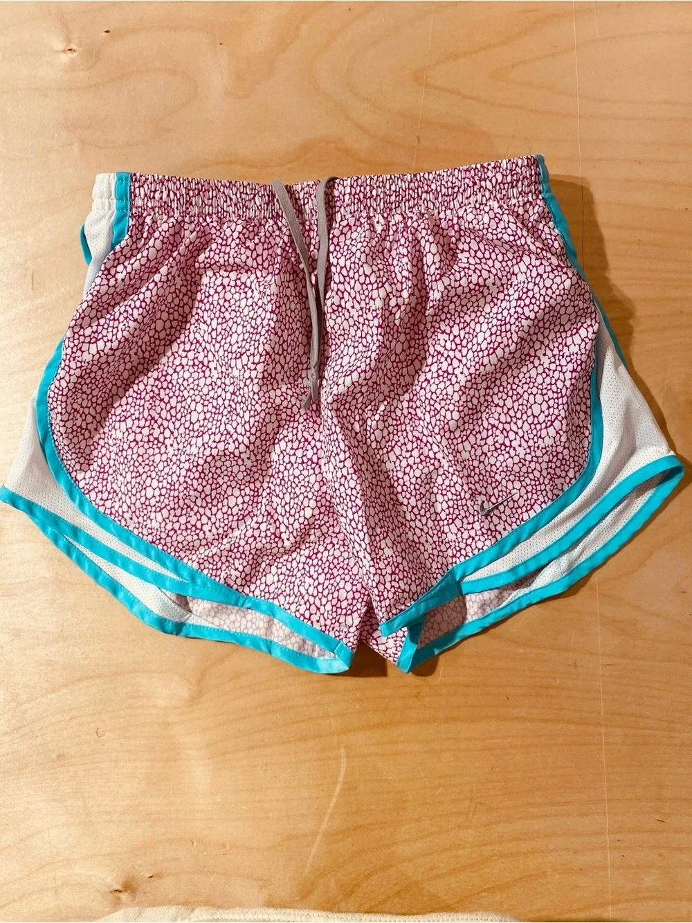 Nike Women's Pink Printed Athletic Shorts with Teal Trim Small (SZ)
